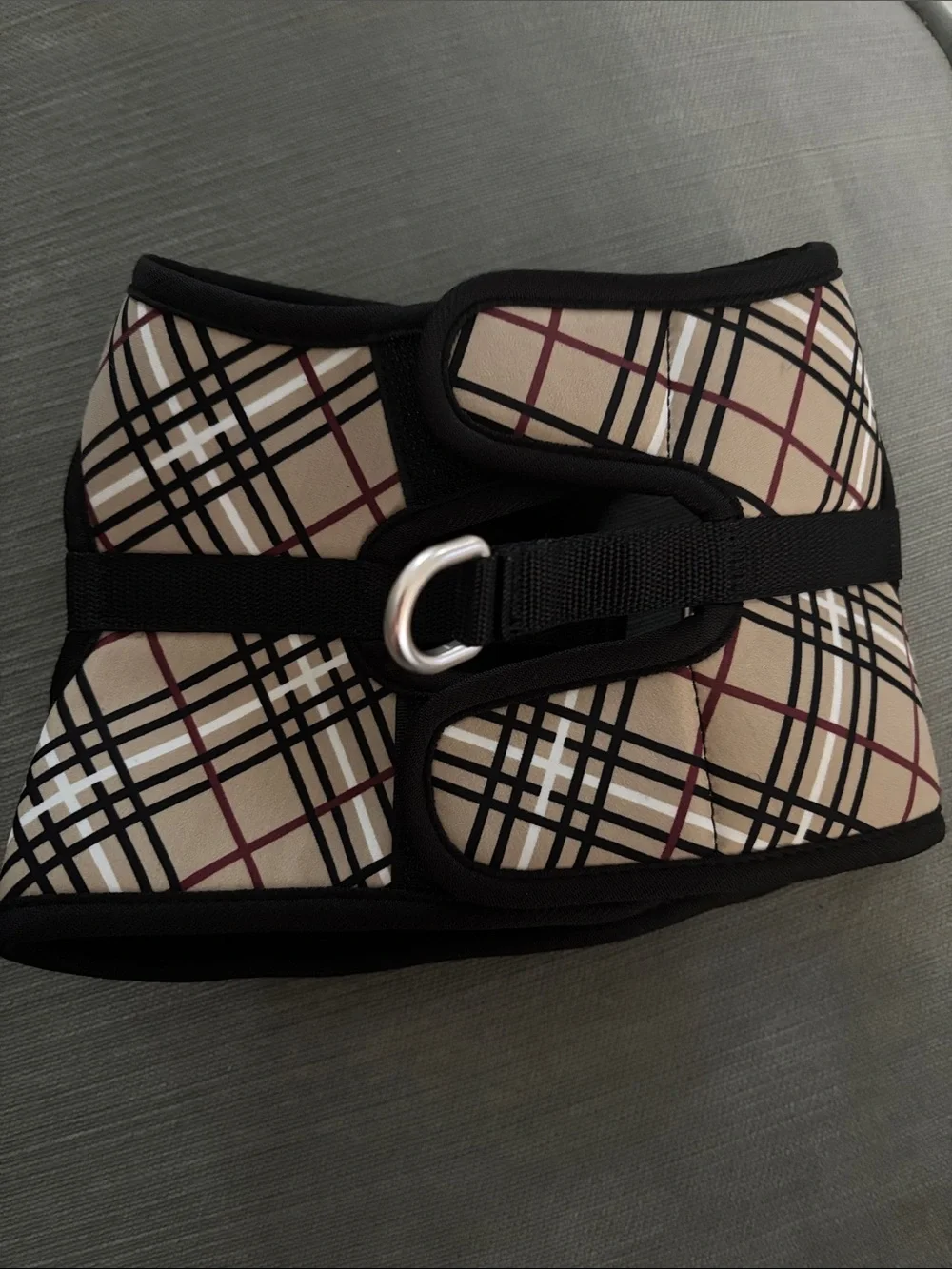 RC Pets Plaid Dog Harness in Tan, Red and Black Medium: 17 to 18.5 inches
